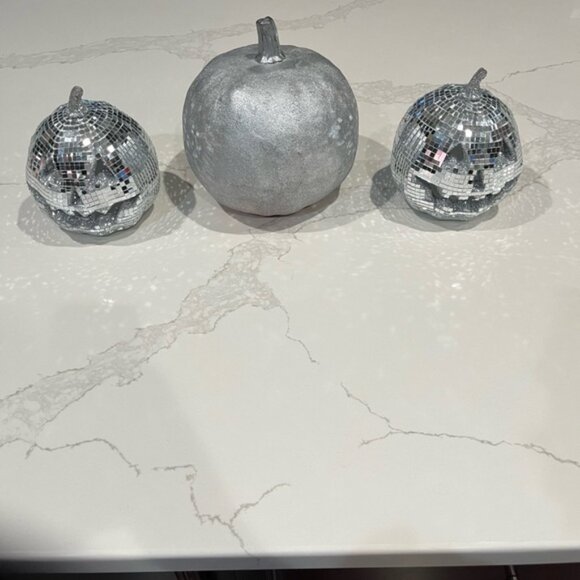 Silver Decorative Pumpkins Set - Picture 1 of 4